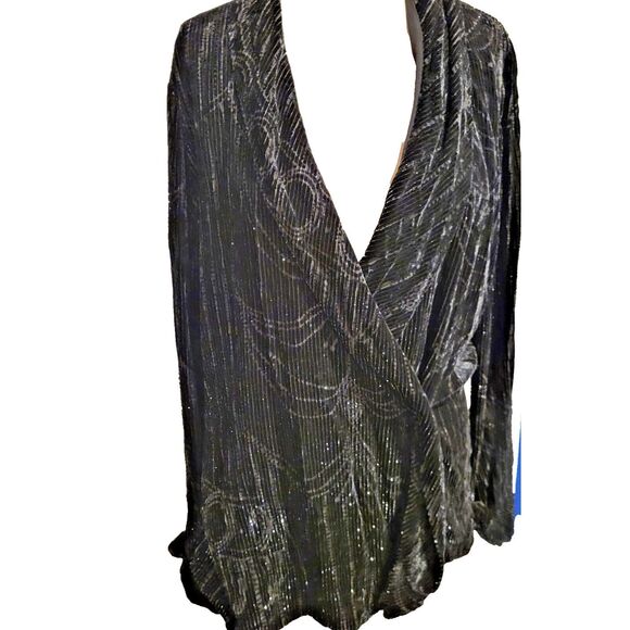 Dana Buchman Viscose Velvet Sz 16 Cardigan Tie Front Button - Picture 1 of 5